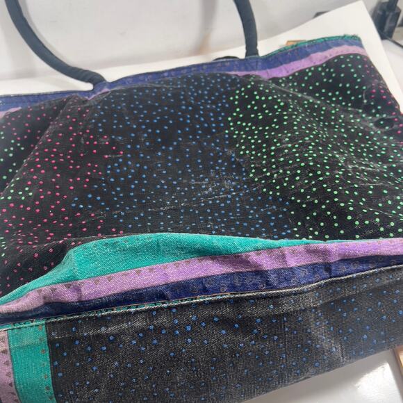 Laurel Burch Playful Dogs & Doggies Colorful Cotton Canvas Beach Bag 19 x 15 x 5 - Picture 8 of 16